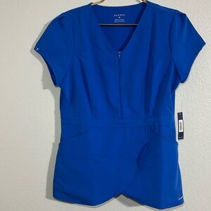 Jaanuu Tulip royal blue scrub top Sz M NWT